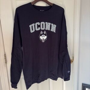 Men's UConn Champion Navy Blue Long Sleeve Shirt